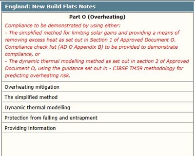 Building Regs Specifications for Overheating, Approved Document Part O